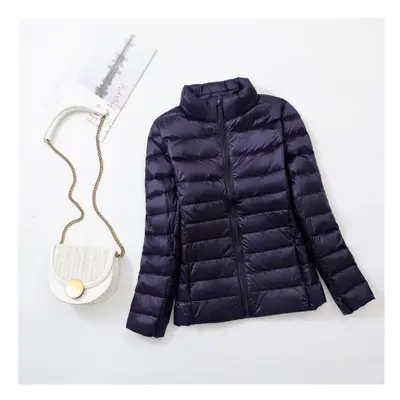 (xxL, Navy Blue) Light Plus Size Thin Down Jacket Women Autumn Winter Slim Short H