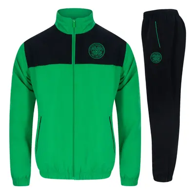 (Black/Green, Large) Celtic FC Mens Tracksuit Jacket & Pants Set OFFICIAL Football Gift