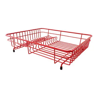 Delfinware Plastic Coated Medium Flat Rectangular Dish Sink Drainer in Red 2011RD