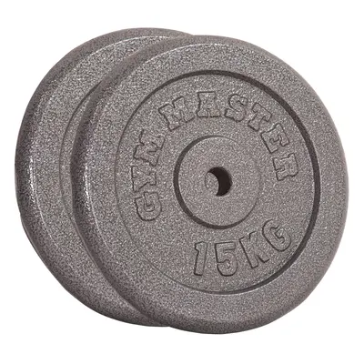 (2 x kg) GYM MASTER Pair Standard Weight Plates 1" Cast Iron 1.25-20KG Barbell Dumbbell