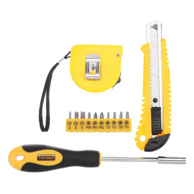 13Pcs DIY Household Hand Tool Kit Maintenance Repair Kits Tape Measure Screwdriver Cutter Tool