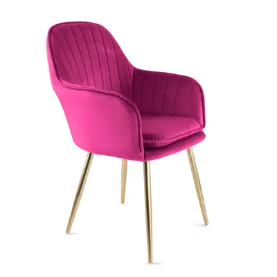 Genesis Muse Accent Chair Velvet Bedroom Living Dining - Fuchsia Pink