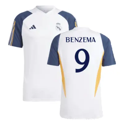 (XL) Real Madrid Training Shirt (White) (Benzema 9)