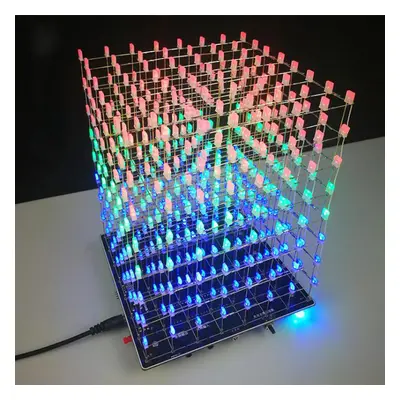 DIY 3D Light Cube Kit 8x8x8 LED Built-in MP3 Music Spectrum 3W Speaker Amplifier