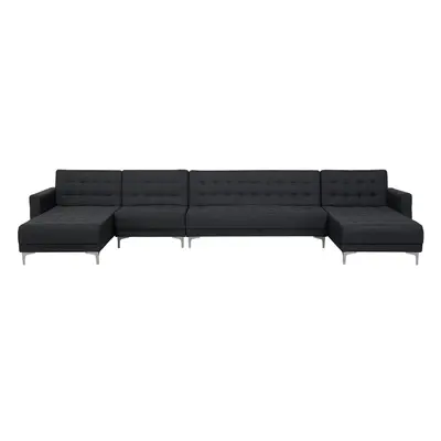 6 Seater U-Shaped Modular Fabric Sofa Graphite Grey ABERDEEN