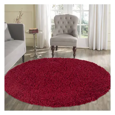 (Round x 120cm, RED) Living Room Soft Shaggy Rugs 45mm Pile Height Small - Extra Large in Colour