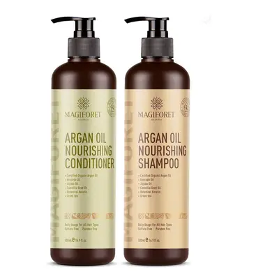 Argan Oil Shampoo and Conditioner Set (2 x 16.9 Oz) - MagiForet Organic Shampoo & Conditioner Su