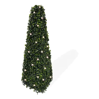 Best Artificial 2ft (60cm) Pre-Lit Pyramid Obelisk Boxwood Tree