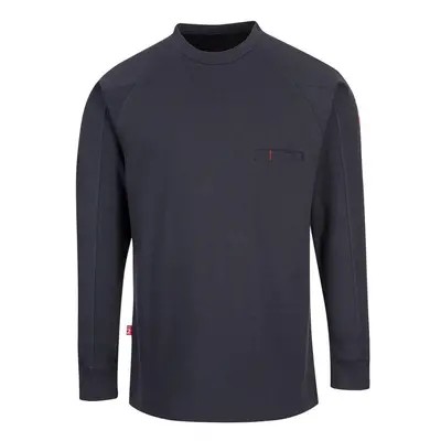 (L, Navy) Portwest Mens Flame Resistant Crew Neck T-Shirt