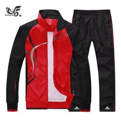 (red, XXXXL) Men &apos;s Set Spring Autumn Men Sportswear Set Sporting Suit Jacket +pant Sweatsu