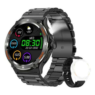 (black,black, strap) MEVADEN 1.53 inch Bluetooth Call Smart Watch Men Sports Compass Fitness Tra