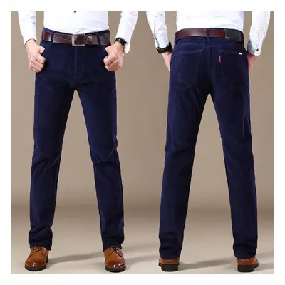 (royal blue, 38) Autumn Winter New Men&apos;s Corduroy Casual Pants Business Fashion Solid Color