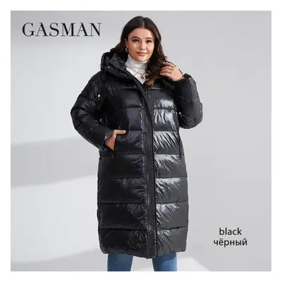 (black, XL) Gasmam Winter Parkas Women Warm Long Classic Zipper Lacing Design Pocket Hooded Loos