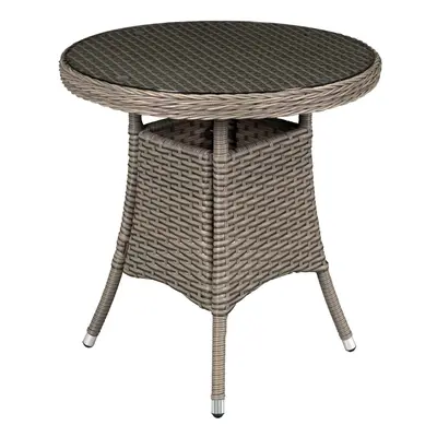 Chester Rattan Wicker Outdoor Bistro Table with Tempered Glass Top, Brown - DG65