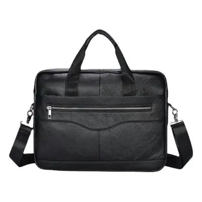 (black, 40cm * 7cm * 28cm) Men&apos;s Bag First Layer Cowhide Retro Handbag Zipper Horizontal Br