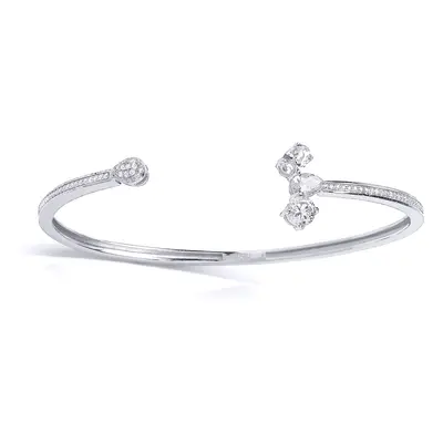 Jewelco London Sterling Silver Pear Cubic Zirconia Fancy Torque Bangle Bracelet - GVG146