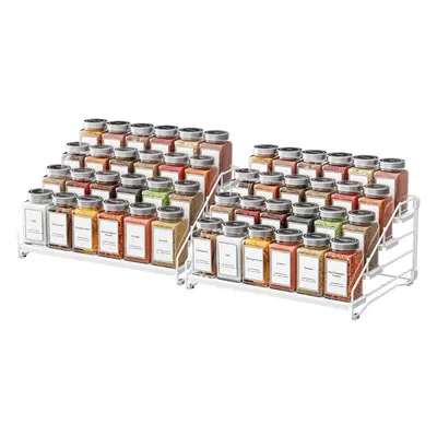 (2 Packs, White) 4-Tier Spice Rack for inside cupboard, Kitchen Countertop Spice Rack, Depth Adj