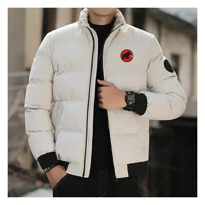 (khaki,red, XXXL) Men&apos;s Standing Collar Jacket, Cotton Coat, Casual Streetwear, Korean Fash