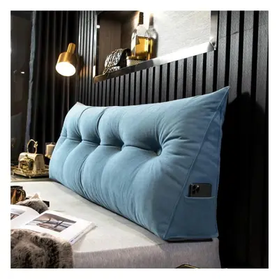 (blue, * * 20cm) Headboard Pillow Triangle Cushion Backrest Pain Relief Sofa Waist Cushion Wedge