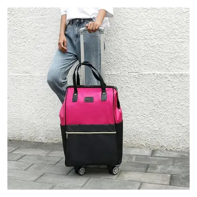 (rose red, L) Short Distance Travel Large Capacity Waterproof Luggage Bag Boarding Trolley Box L