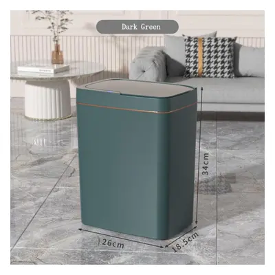 (dark green, 18L battery) Automatic Induction Hotel Bathroom Classification Garbage Bin Househol