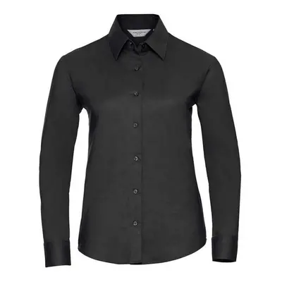 (5XL, Black) Russell Womens/Ladies Oxford Easy-Care Long-Sleeved Shirt