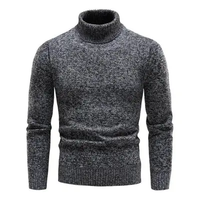 (dark grey, L) Autum Winter Warm Turtleneck Sweater Men&apos;s Casual Rollneck Knitted Pullover 