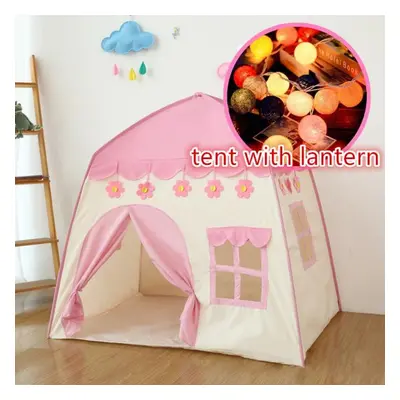 (pink, tent with lantern) 1.3m Portable Children&apos;s Tent Wigwam Folding Kids Tents Tipi Baby