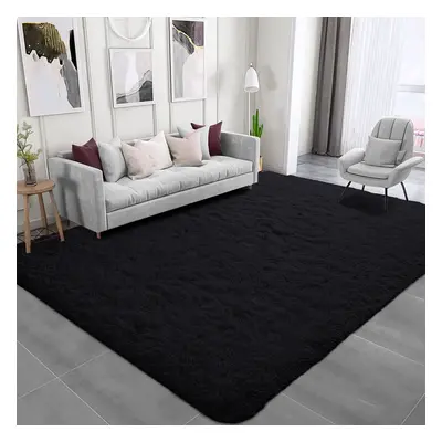 (BLACK, X 230) Extra Large Shaggy Rugs Living Room Runner Carpet