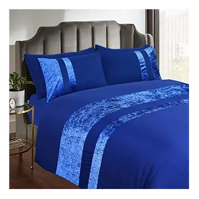 Casabella Luxury Crushed Velvet Panel Band Duvet Cover Sets with Pillow Case King Size Duvet Cov