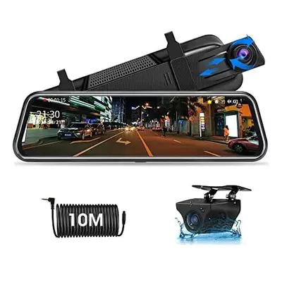 ãUpgraded VersionãJansite 10" Mirror Dash Cam Full Touch Screen with Loop Recording, Dual Da