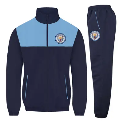 (Navy Blue, Medium) Manchester City Mens Tracksuit Jacket & Pants Set OFFICIAL Football Gift