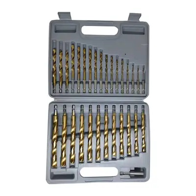 moresk-30 Pcs Titanium Impact Drill Bit Set, Hex HSS Twist Drill Bits with Storage for Steel, Co