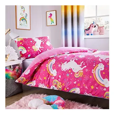 Olivia Rocco Unicorn Rainbow Duvet Cover Set Pink Duvet Cover Quilt Fitted Sheet Pillow Case Kid