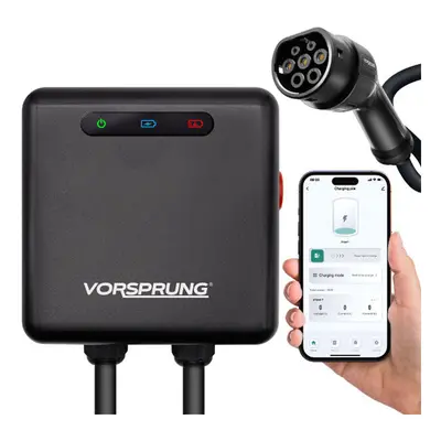 Vorsprung Nano (Black) EV Wall Charger Type Smart App | 7.4kW | 5M