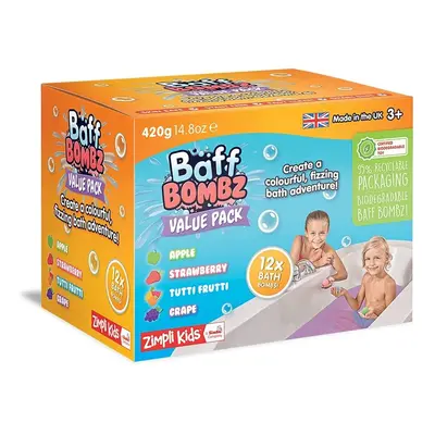 12 x Bath Bombs from Zimpli Kids, Children's Bath Fizzers, Gentle and Skin Safe, Certified Biode