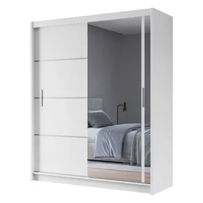 (180, White) Bedroom Mirror Sliding Door Wardrobe DAKO VISTA