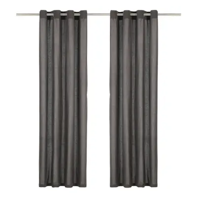 vidaXL 2x Curtains with Metal Rings Cotton 140x245cm Anthracite Window Drape