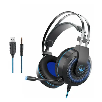 (Blue) Bluetooth5.0 Gaming Headset Wired Wireless 40mm Driver Unit 10m Unimpeded Connection Butt