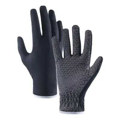 (Navy Blue, L) Thin Touch Screen Gloves Non Slip Breathable Full Finger Gloves Unisex For Outdoo