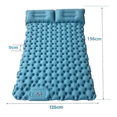 (Green, Dual with Pillow) Double Camping Sleeping Mat Self Inflatable Outdoor Extra Wide Sleepin