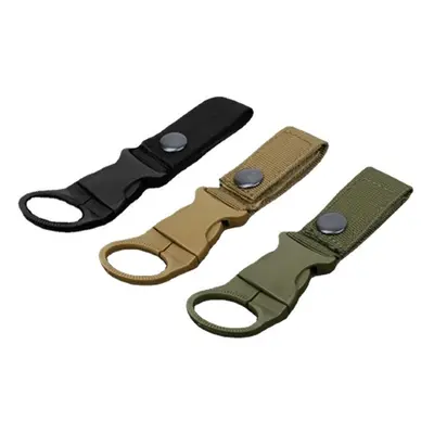 (Black) Outdoor military Nylon Webbing Buckle Hook Water Bottle Holder Clip EDC Climb Carabiner 