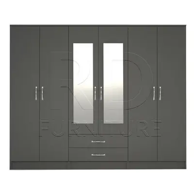 Ready assembled Classic Door Mirrored Wardrobe Grey