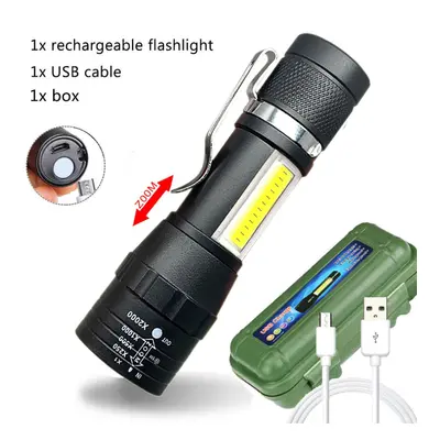 (I Packing) Portable Rechargeable Zoom LED Flashlight Torch Lantern Lighting Modes Camping Light