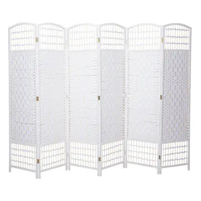 (6 Panel) White 4/6 Panel Wicker Room Divider Privacy Screen