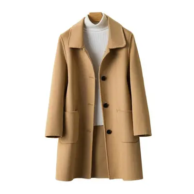 (L, Camel) Popular Woolen Outerwear Warm Skin-touching Winter Coat Women Winter