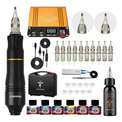 Tattoo Kit, Rotary Tattoo Pen Tattoo Gun Tattoo Machine Kit Switch Power Supply Tattoo Cartridge