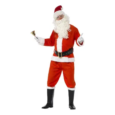 (L, Red/White/Black) Smiffys Mens Deluxe Santa Claus Christmas Costume Set