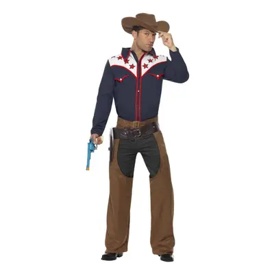 (L, Blue/Brown) Smiffys Unisex Adult Rodeo Cowboy Costume Set