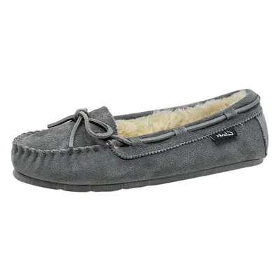 clarks Womens Suede Moc Indoor and Outdoor Slipper (6 US grey)